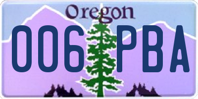 OR license plate 006PBA
