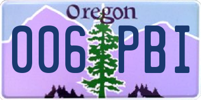OR license plate 006PBI