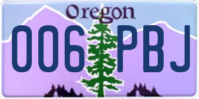 OR license plate 006PBJ