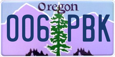 OR license plate 006PBK
