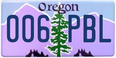OR license plate 006PBL