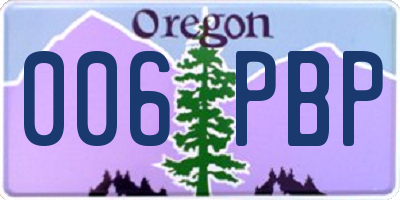 OR license plate 006PBP