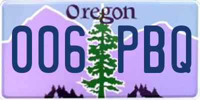 OR license plate 006PBQ