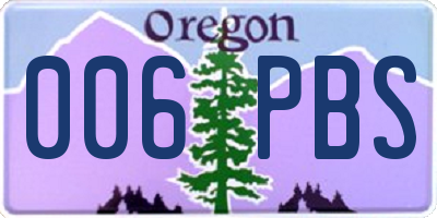 OR license plate 006PBS