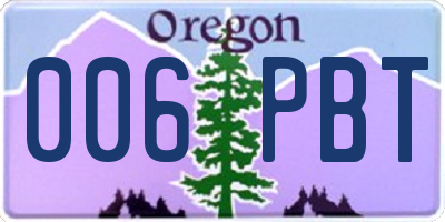 OR license plate 006PBT
