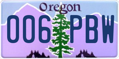 OR license plate 006PBW