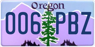 OR license plate 006PBZ