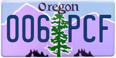 OR license plate 006PCF