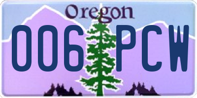 OR license plate 006PCW