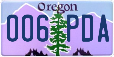 OR license plate 006PDA
