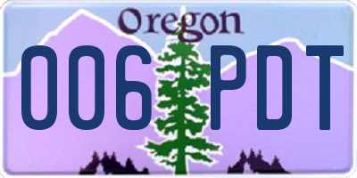 OR license plate 006PDT