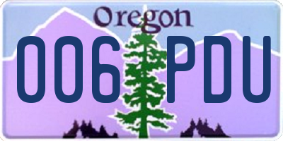 OR license plate 006PDU