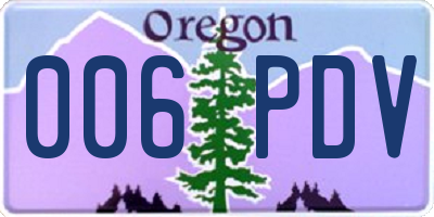 OR license plate 006PDV