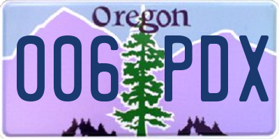 OR license plate 006PDX