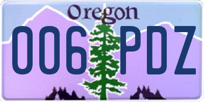 OR license plate 006PDZ