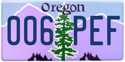 OR license plate 006PEF