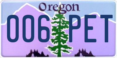 OR license plate 006PET