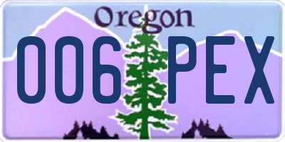 OR license plate 006PEX