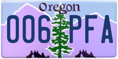 OR license plate 006PFA