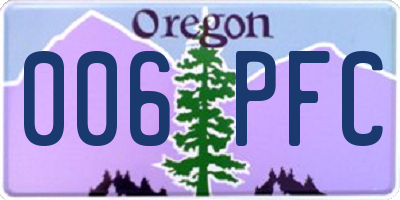 OR license plate 006PFC