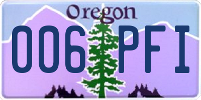 OR license plate 006PFI
