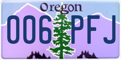 OR license plate 006PFJ