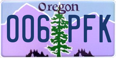 OR license plate 006PFK