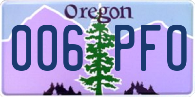OR license plate 006PFO