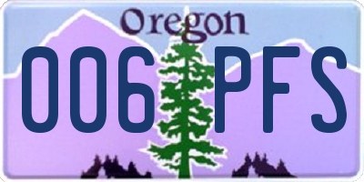OR license plate 006PFS