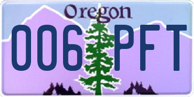 OR license plate 006PFT