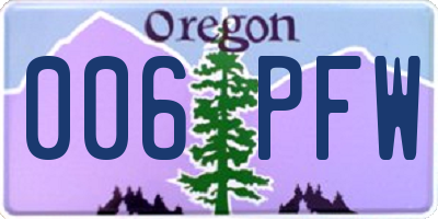 OR license plate 006PFW