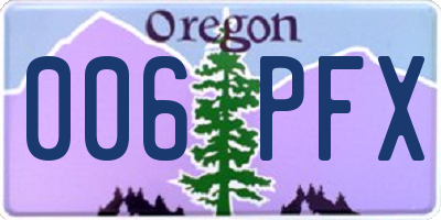 OR license plate 006PFX