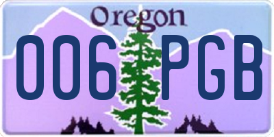 OR license plate 006PGB