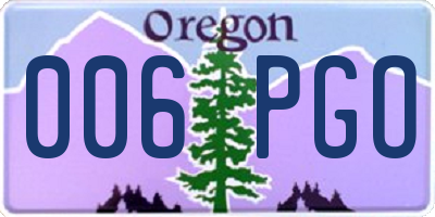 OR license plate 006PGO