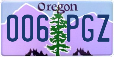 OR license plate 006PGZ