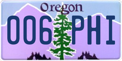 OR license plate 006PHI