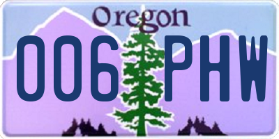 OR license plate 006PHW