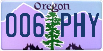 OR license plate 006PHY