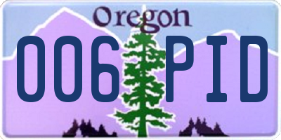 OR license plate 006PID