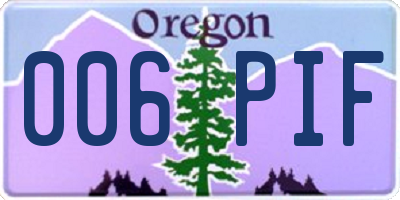OR license plate 006PIF