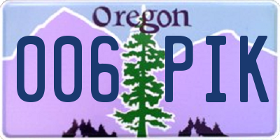 OR license plate 006PIK