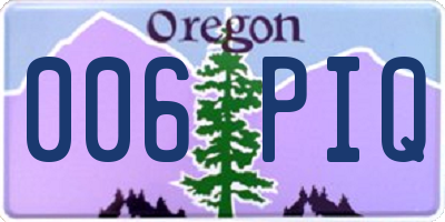 OR license plate 006PIQ
