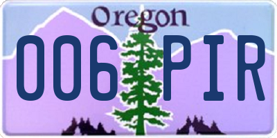 OR license plate 006PIR