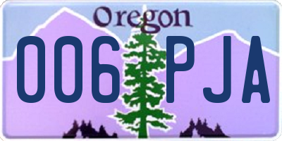 OR license plate 006PJA