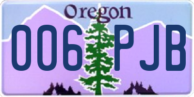 OR license plate 006PJB