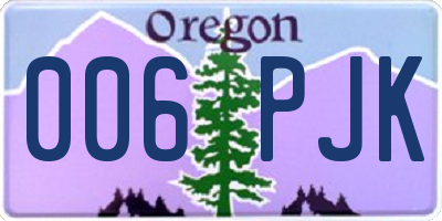 OR license plate 006PJK