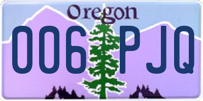 OR license plate 006PJQ