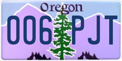 OR license plate 006PJT