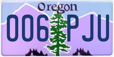 OR license plate 006PJU