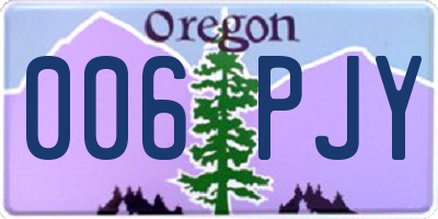 OR license plate 006PJY